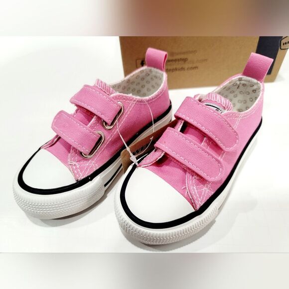 NWT Weestep Toddler Adjustable Velcro Double Strap Pink Canvas Sneakers Shoes, 5 - Picture 3 of 8